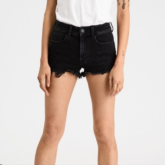 American Eagle Hi-Rise Festival Shorts Black 6 - Picture 1 of 8